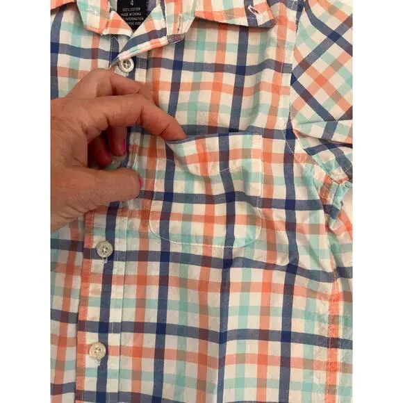 E-LAND AMERICAN CLASSIC BOYS SHORT SLEEVE COLLARED BUTTON DOWN PLAID SHIRT SZ 4 - Picture 3 of 7